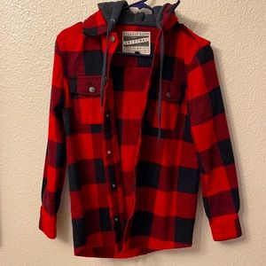 Red and black Buffalo plaid shacket